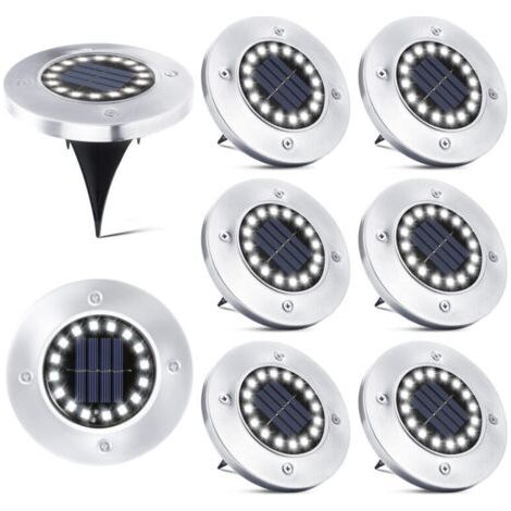 16 LED Lampe Solaire Extérieur-8 Pièces Spot Solaire Jardin Etanche Lampadaire pour Passerelle Chemin Terrasse Cour Souterraine Encastrer Pelouse