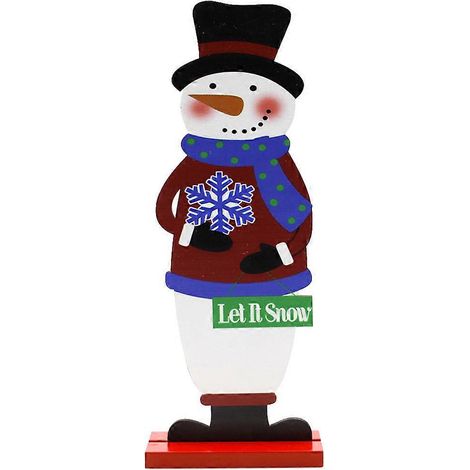 Décoration de table en bois à faire soi-même, style Noël (bonhomme de neige), 1 pièce-25X8.7X4.5CM