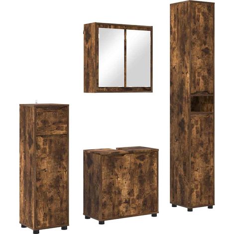 Badezimmermöbel-Set 4 pcs Geräucherte Eiche Holzwerkstoff vidaXL