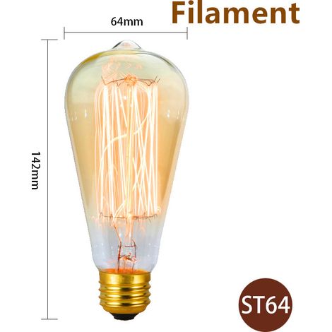 Vintage Edison Ampoule E27 LED ST64, 4W Spirale Flexible Courbé LED Filament lot de 3 (1/5)
