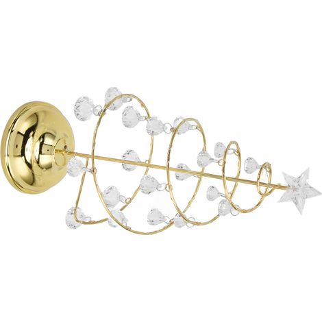 Lampe de table LED 13 pouces sapin de Noël en cristal et fer, décoration lumineuse chaleureuse dorée pour chambre, sans batterie (1/5)