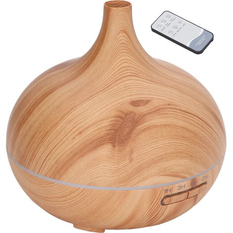 Tisch-Luftbefeuchter 400 ml, Holzoptik, farbige LED-Beleuchtung, extrem leise, Fernbedienung, Aromatherapie-Diffusor, 100–240 V, EU-Stecker (1/5)