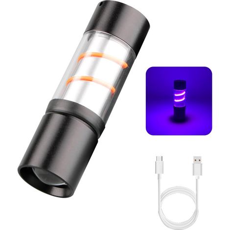 Kleine wiederaufladbare LED-Taschenlampe mit COB-Licht, für Reisen, Wandern, Notfälle, Outdoor-Aktivitäten und Autoreparaturen (Lila) (1/5)