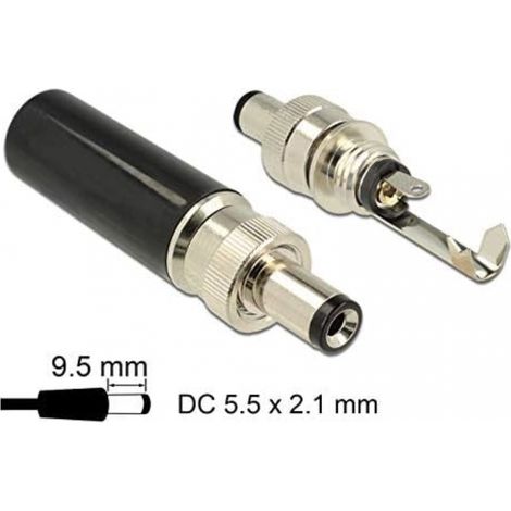 Delock Steckverbinder DC 5,5 x 2,1 mm mit Länge 9,5 mm Hohlstecker