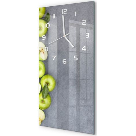 Horloge Murale Rectangulaire Verticale Cadeau Original Design Moderne Pommes vertes 30x60 cm (1/5)