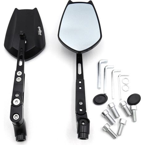 Integrated folding rearview mirror for tricycle, motorcycle, scooter, made of CNC machined aluminum alloy (1/5)