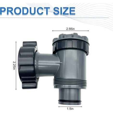 Vanne d'admission/sortie compatible avec les pompes de filtration de piscine hors sol Coleman, Intex et Bestway, pièces de rechange pour tuyau de 38 mm (lot de 2) (1/2)