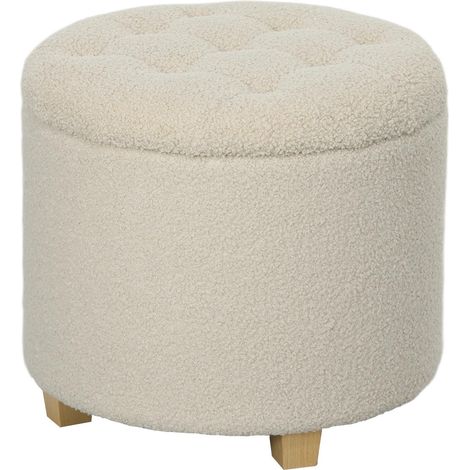 Sitzbank mit stauraum polsterbank mit deckel bettbank mit kaschmiroptik fur flur schlafzimmer wohnzimmer holzrahmen 45 x 41 cm cremewei (1/5)