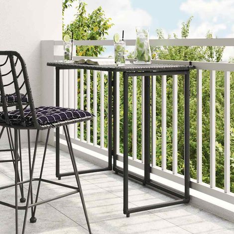 Table de jardin pliante-Table à Manger-Table d'extérieur noir 90 x 51 x 75 cm polyrotin 523470 (1/5)