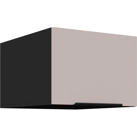 Aufsatzschrank Hochschrank 50 cm Küche ARONA Kaschmir beige + Schwarz matt Küchenzeile Küchenblock (1/5)
