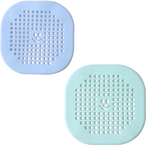 Couvercle de drain carré pour douche 5,5 pouces, attrape-cheveux, bouchon plat en silicone pour salle de bain et cuisine, filtre, protection de drain de douche, bouchon de crépine plat avec ventouses,
