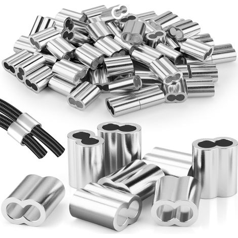 Lot de 40 serre-câbles de 10 mm - Bornes à sertir - Câble en caoutchouc - Pour remorque - Câble d'extension - Manchons de sertissage - Douilles de serrage pour câble métallique (1/5)