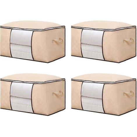 Sac de rangement pour vêtements, boîte de rangement pliable pour couvertures en tissu, organisateur de penderie avec fenêtre transparente