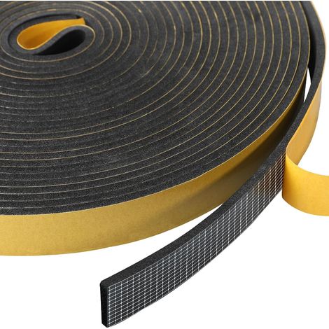 Tira de sellado autoadhesiva de 20 mm (largo) x 3 mm (alto), aislamiento para ventanas, sello de espuma adhesiva para puertas, cinta aislante de espuma para puertas y ventanas, 10 m en total. (1/5)