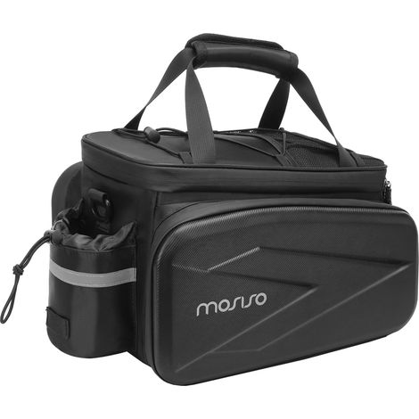 Sac de Rack Vélo Trunk Cooler, Sac Isotherme pour Siège Arrière de Vélo 8L Stockage, 2 Pochettes Latérales EVA, Panniers Latéraux Pliables, avec Ceinture d'Épaule, Noir (1/5)