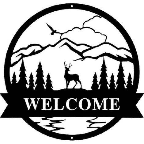 Wandanhänger „Wald-Elch“ aus Schmiedeeisen, modernes minimalistisches Design, ideal für Zuhause, Büro, Partys und als Baumaufhängung.