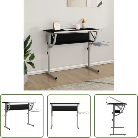 Bureau d'artisanat Bureau d'ordinateur Bureau informatique noir et gris 110x53x(58-87) cm 29196 (1/5)