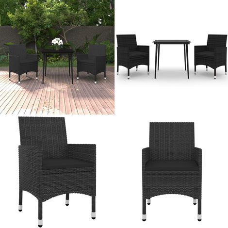 3-tlg. Garten-Essgruppe mit Auflagen Poly Rattan und Glas - Garten-Essgruppe -  Garten-Essgruppen - Home & Living (1/5)