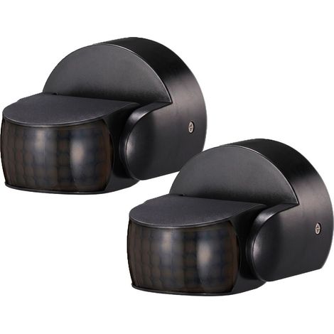 Lot de 2 Détecteurs de Mouvement Mural Infrarouge IP65 Noir