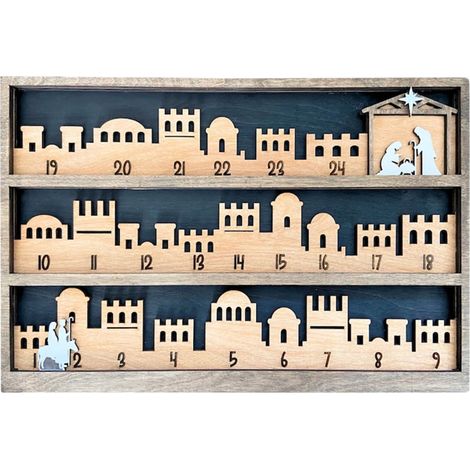 Calendrier De Lavent - Calendrier De Noël En Bois Avec Figurines De La Nativité - Pour Compter Les Jours Jusquà Noël - 1 Pièce (1/5)