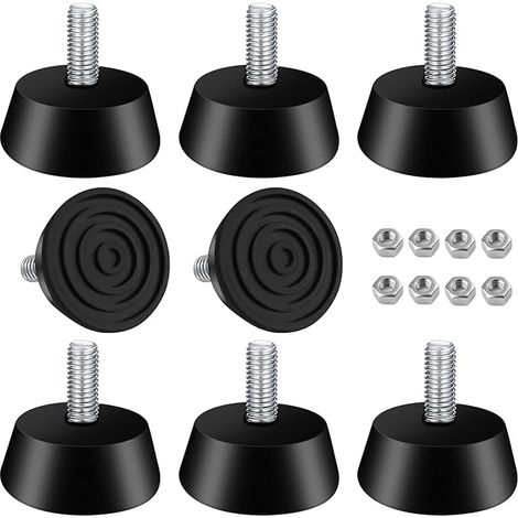piezas de patas de goma ajustables M6 × 32 mm, almohadillas de goma antideslizantes y antivibración M6 para muebles, sillas, mesas y sofás. (1/5)
