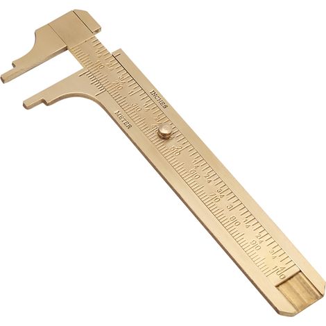 pied à coulisse en laiton, règle à vernier, outil de mesure à double échelle mm/pouce (100 mm) (1/5)