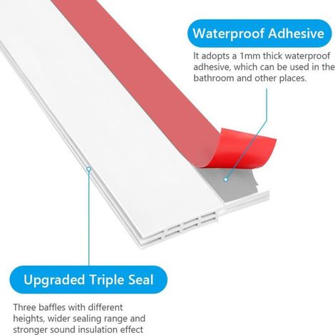 Joint D'étanchéité de Porte, Anti-Poussière et Imperméable, Bas Auto-Adhésif, Insonorisant, Autocollant Coupe-Vent Blanc pour Chambre (1/5)