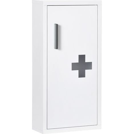 CHICFURN Armario botiquín de pared 30x12x60 cm de acero blanco con 3 estantes y cierre magnético (1/5)