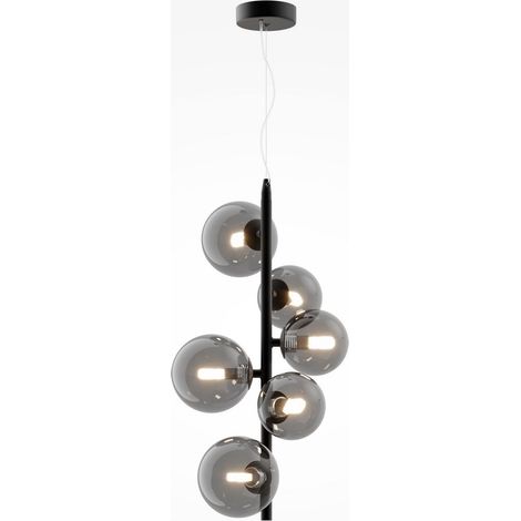 Maytoni Dallas Plafonnier suspendu moderne à 6 lumières noir, abat-jour fumé, G9
