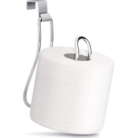 Porte-papier toilette basique au-dessus du réservoir – Chrome – Rangement pour rouleau de papier toilette suspendu pour réservoir ou porte de placard – Sans perçage Accessoire de salle (1/4)