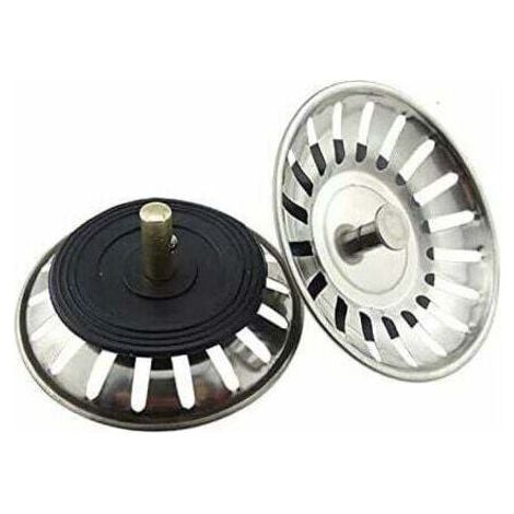 LaBlanc - 2 tappi di scarico universali a cestello da 8 cm, filtro per lavello da cucina in acciaio inox, tappo per lavello a doppio strato, griglia di scolo per cucina e bagno (1/5)