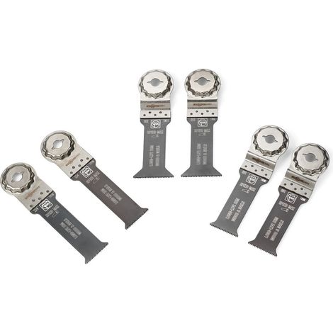 FEIN Best of E-Cut StarlockMax WOOD & METAL6 lame da taglio in profondità E-Cut extra lunghe per grandi profondità su Legno e Metallo, attacco StarlockMax, Compatibile con utensili multifunzione FEIN