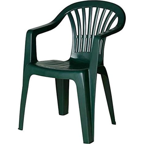 TrAdE Shop Traesio - Set 2 Pz Sedie Da Giardino Poltrona Monoblocco Con Braccioli Colore Verde 020362 - (1/5)