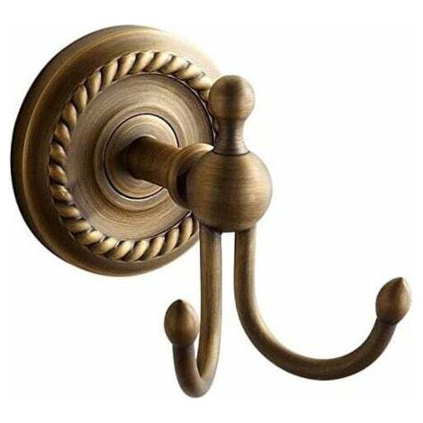 Retro-Wandgarderobe mit zwei Haken, Messing, Kupfer, Bronze, antikes Badezimmeraccessoire (1/4)
