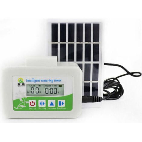 Système d'irrigation goutte à goutte automatique, minuteur à énergie solaire - Kit réglable avec buse d'arrosage, pour plantes d'intérieur et de jardin