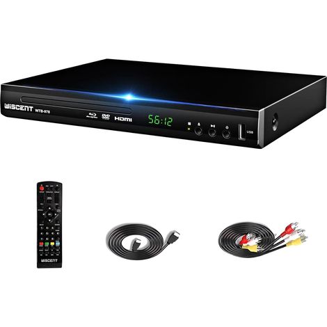 Lecteur Blu-Ray pour TV, Lecteur DVD avec Sortie Coaxiale/HDMI/AV, entrée USB, Tous Les DVD et Région B/2 Disques Blu-Ray, Compact Full HD, Lecteur Blu-Ray 1080p (1/5)