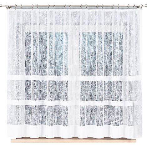 Wiktoria - Cortina jacquard confeccionada con dobladillo recto - 310x160 cm - blanca (1/5)
