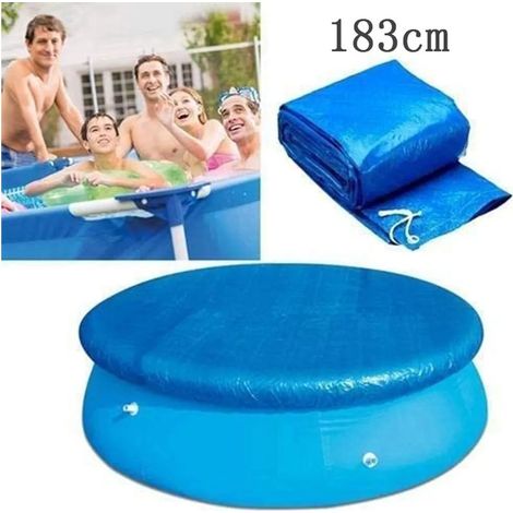 Couverture de piscine ronde avec élastique, bâche de protection, résistante au vent, à la pluie et à la poussière pour piscines Fast Set. (1/5)
