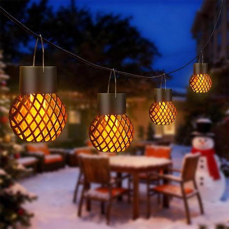 Lot de 12 lampes solaires suspendues à énergie solaire étanches pour jardin, cour, clôture, arbre (1/5)