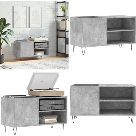 Mobile Porta Dischi Grigio Cemento 85x38x48cm Legno Multistrato - Ripostiglio per dischi - Scaffale per dischi