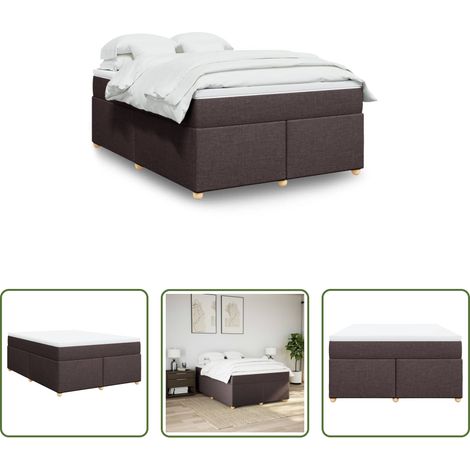 vidaXL Surmatelas -  Sommier à lattes de lit avec matelas Marron foncé 160x200 cm (1/5)