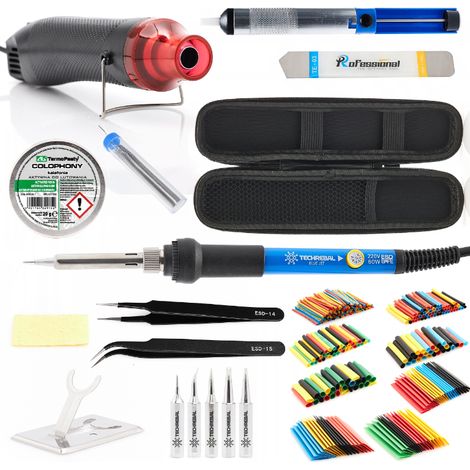 Saldatore di precisione Techrebal "Blue Jet" TBJ60W con potenziometro, set 17 in 1 da 60W