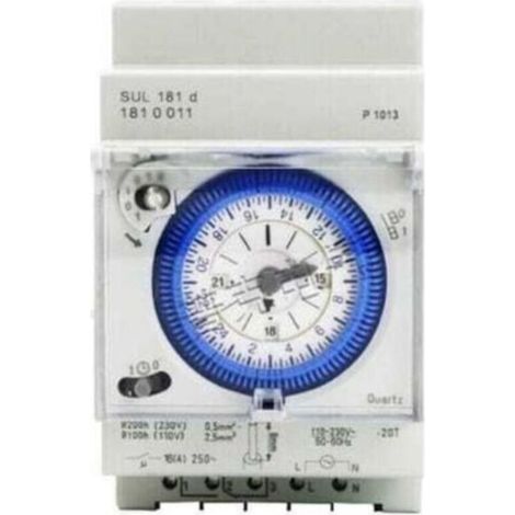 Mécanique Interrupteur Horaire Bidirectionnel 24 Heures Rail DIN avec Réserve de Marche SUL 181d 110-230V (1/4)