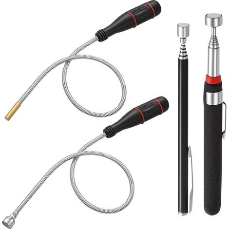 4 Pièces Tige Magnétique Télescopique, Aimant Flexible Extensible, Magnétoscope pour Ramassage Petites Pièces Métalliques (1/5)