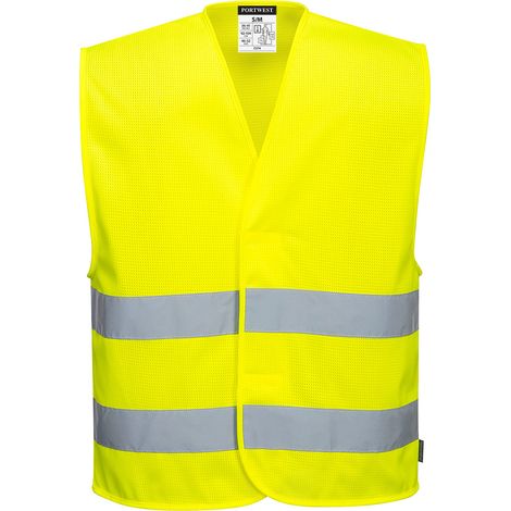 Warnweste mit 2 Reflektorstreifen Meshair Farbe: Gelb Größe S/M - Portwest