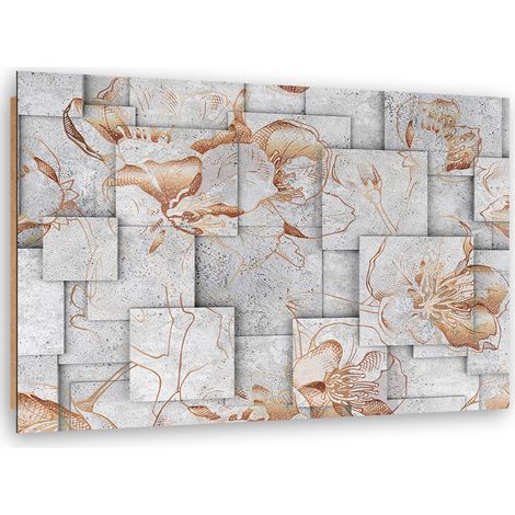 Quadro deco panel, Lilia fiori su uno sfondo geometrico - 100x70 (1/5)