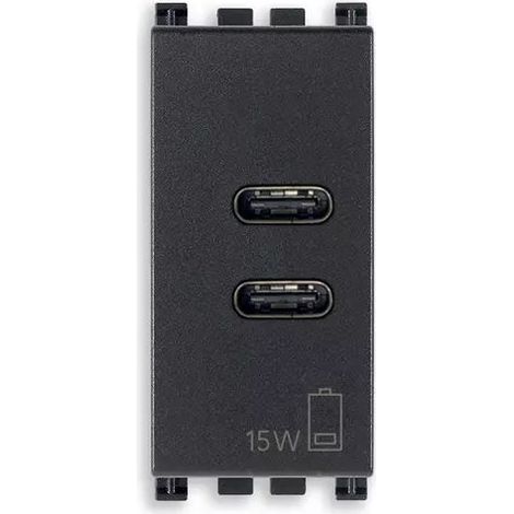 VIMAR 19292.CC - Alimentatore USB C+C 15W 3A 5V 1M grigio
