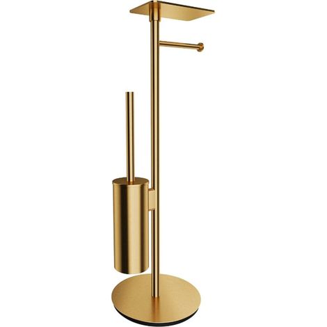 OMNIRES Modern Project - Toilettenpapier- und Toilettenbürstenhalter mit Ablage, Gold gebürstet MP60820GLB (1/5)
