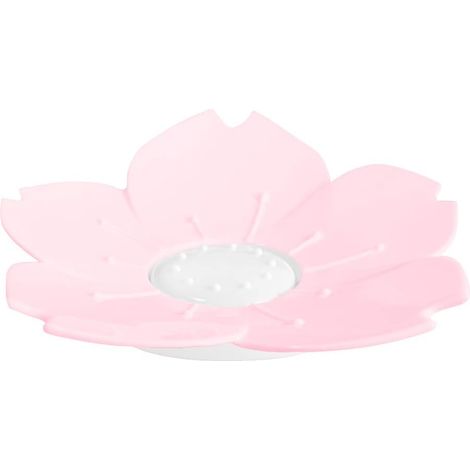 Porte-savon en forme de fleur de cerisier avec système d'évacuation, porte-savon décoratif à double couche, porte-savon pour salle de bain, cuisine, 2 couleurs (rose) (1/3)