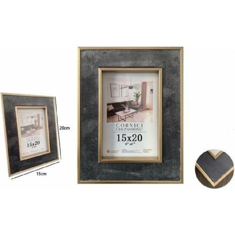 Trade Shop - COURNIES PORTAFOUS FÜR FOTO POSTER QUADRI TELE 15X20CM GRIGIA MIT BORDS ORO 70307 -